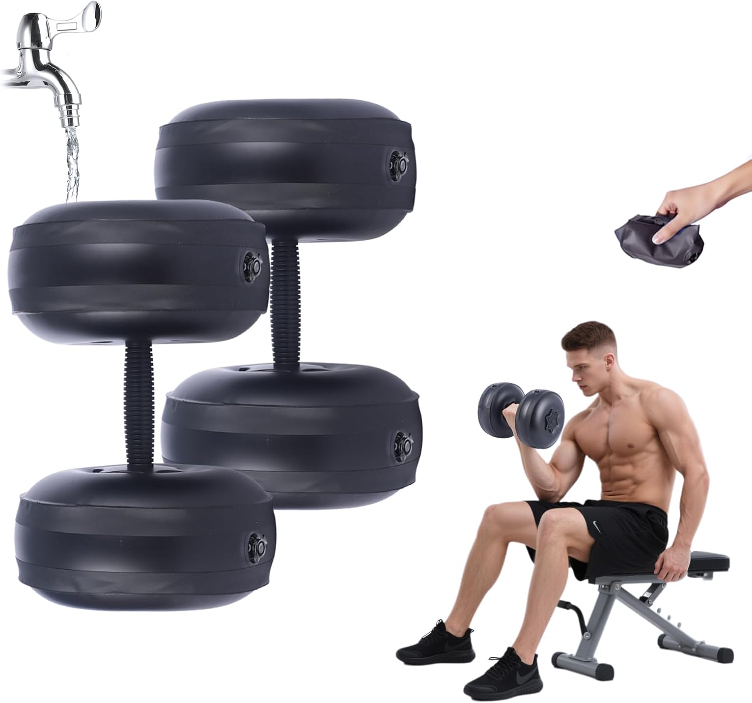 Deiris Water Filled Dumbbells Set - Water Filled Weights - Portable Travel Weights - Weights Adjustable Dumbbell
