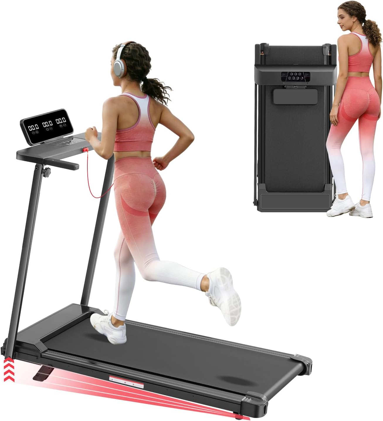 Walking Pad Treadmill with Handle Bar & Incline, 0.6-10MPH Portable Small