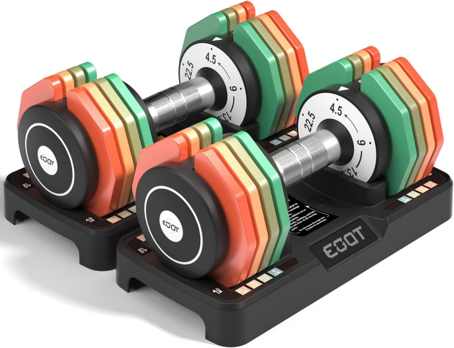 Adjustable Dumbbells Set/Single, 12.5LB/22.5LB/55LB 5 in 1 Free Adjustable Dumbbell Set with Anti-Slip Handle & Rainbow-colored Weight Plates for Home