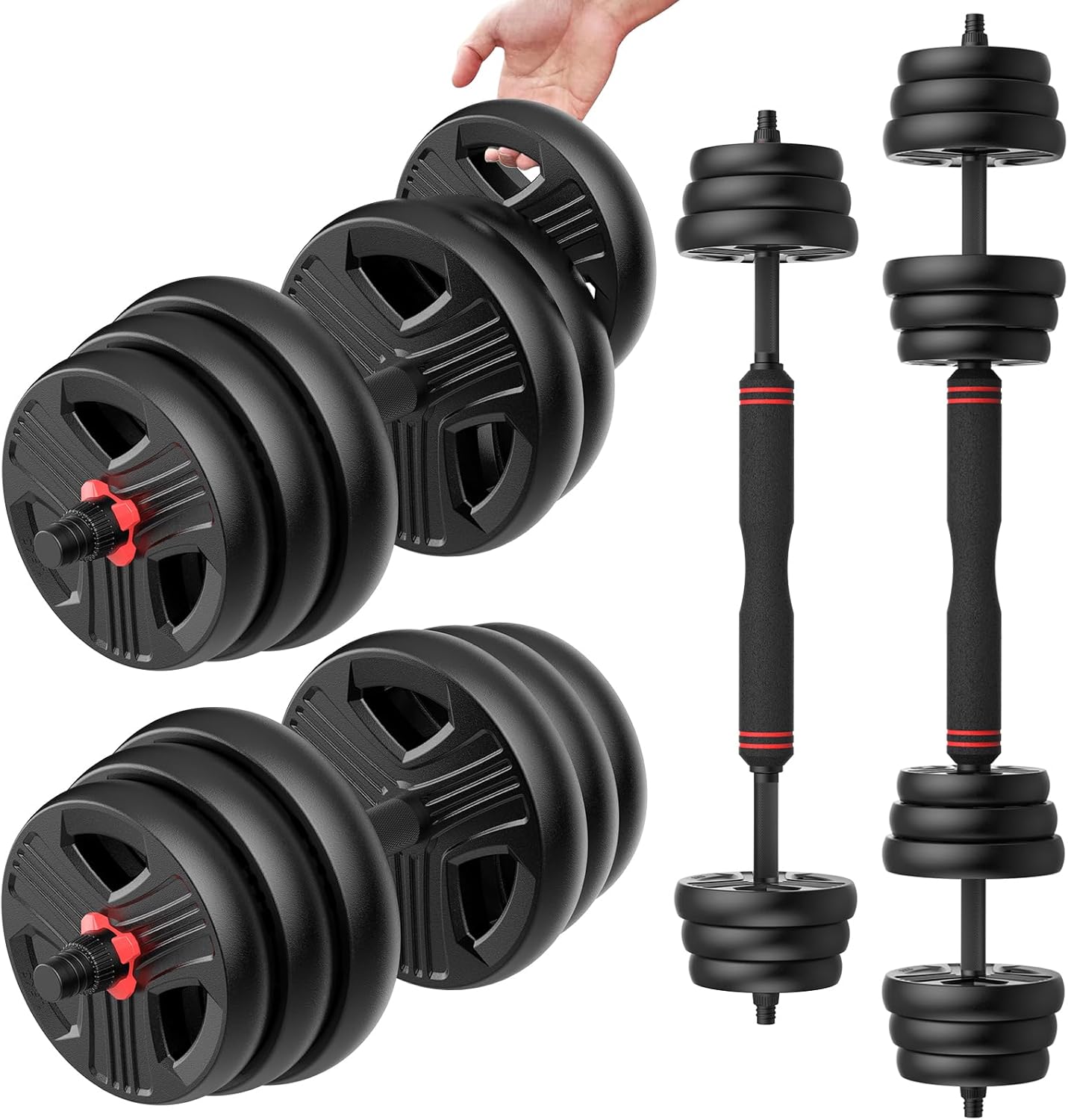 FITPLAM Adjustable dumbbell set,20/35/45/55/70/90lbs Free Weights set with upgraded