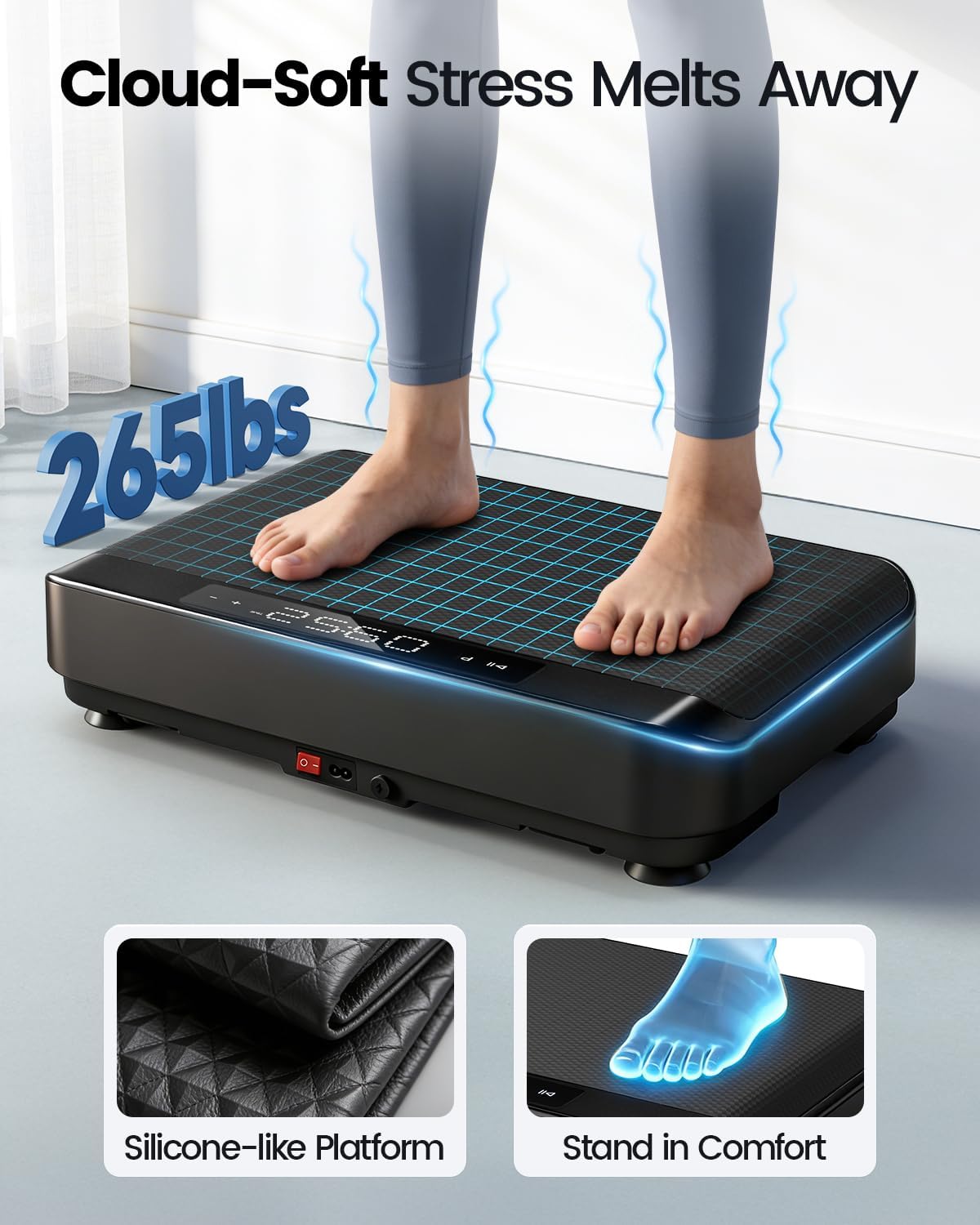 Lifepro Voice-Controlled Vertical Motion Vibration Plate for Lymphatic Drainage with Heat Therapy – Whole Body Curved