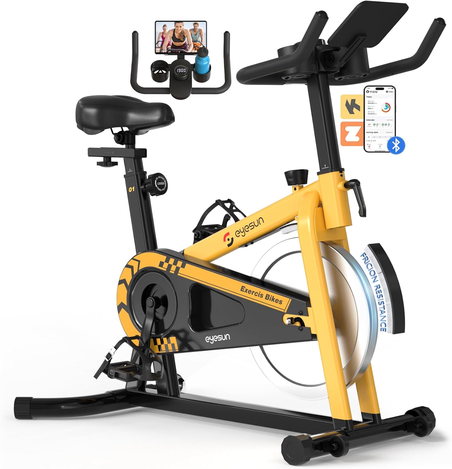 Sunny Health & Fitness Total Body 2-in-1 Smart Stepper Machine for Home with Handlebar and Resistance Bands, Total Body Workout, Adjustable Hydraul